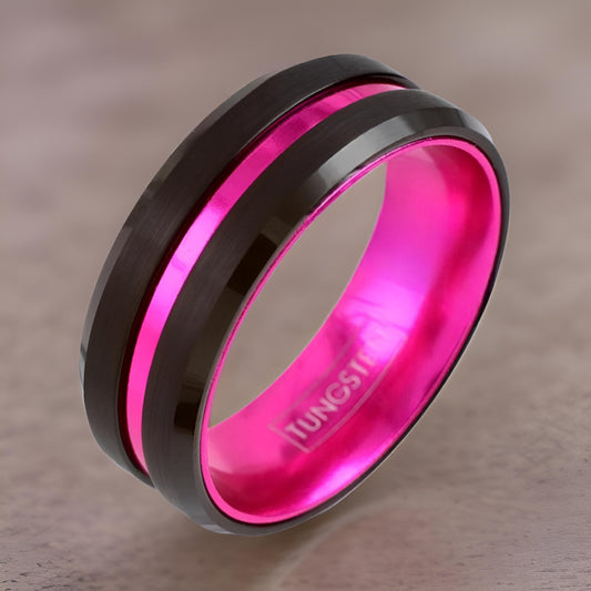 Thin Pink Line Ring, Breast Cancer Awareness Ring