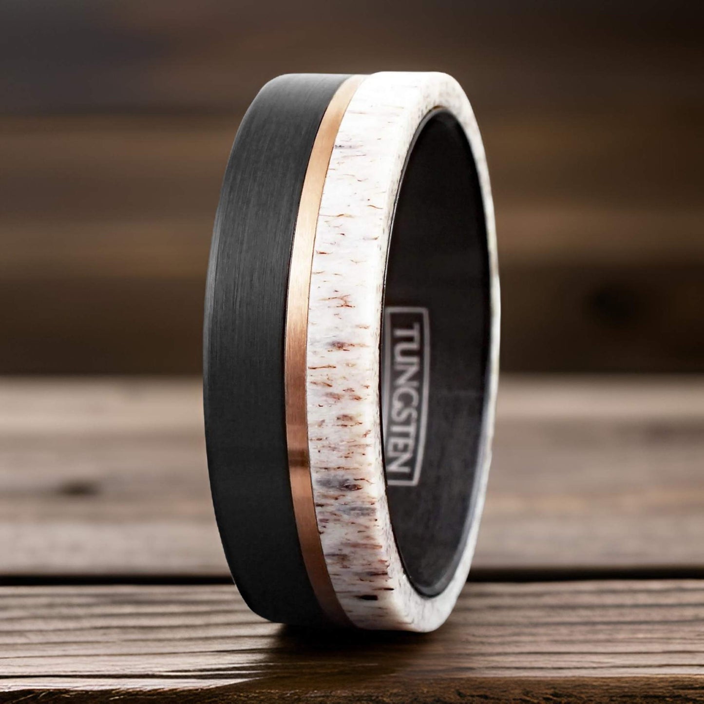 rose gold and antler ring