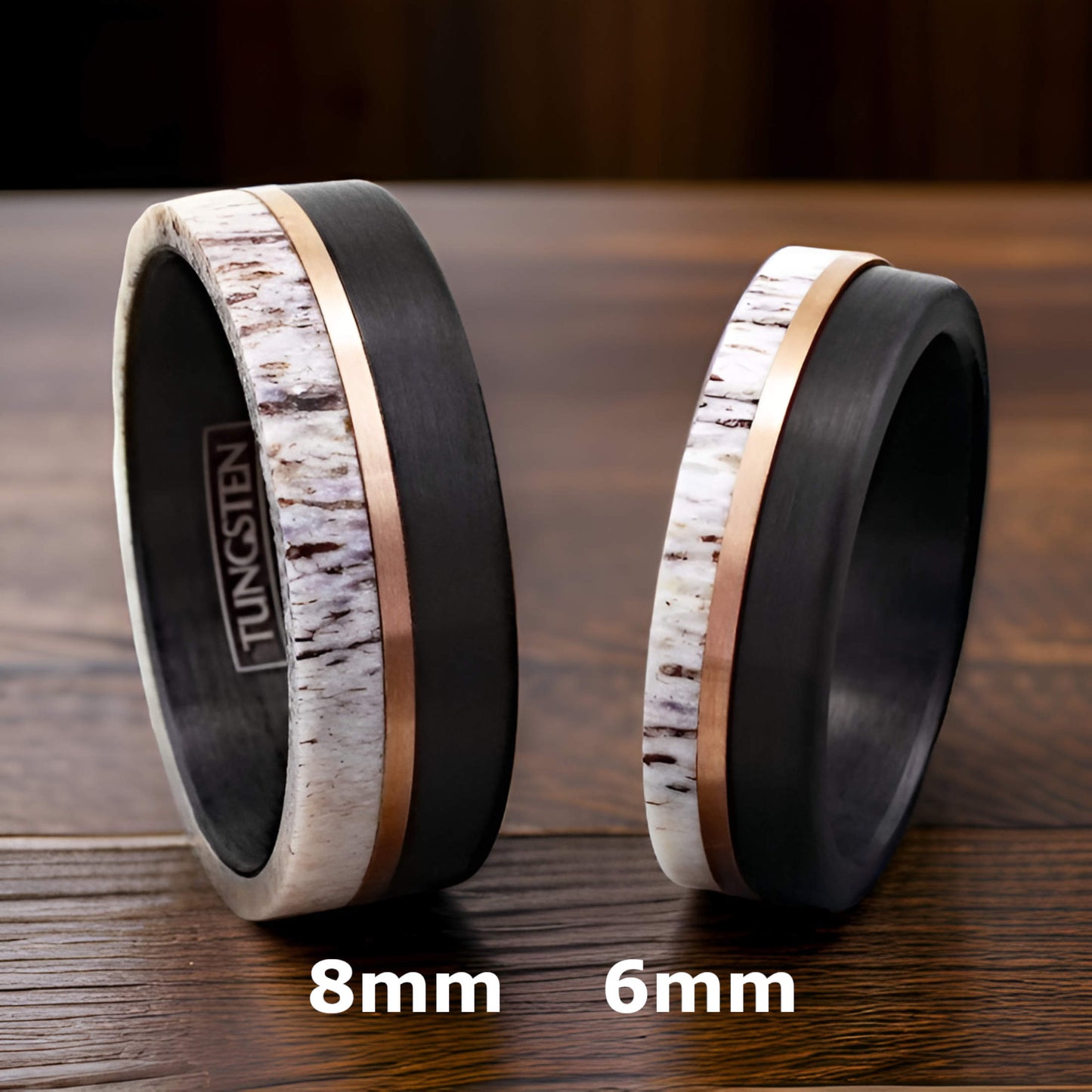 couples antler ring with gold stripe
