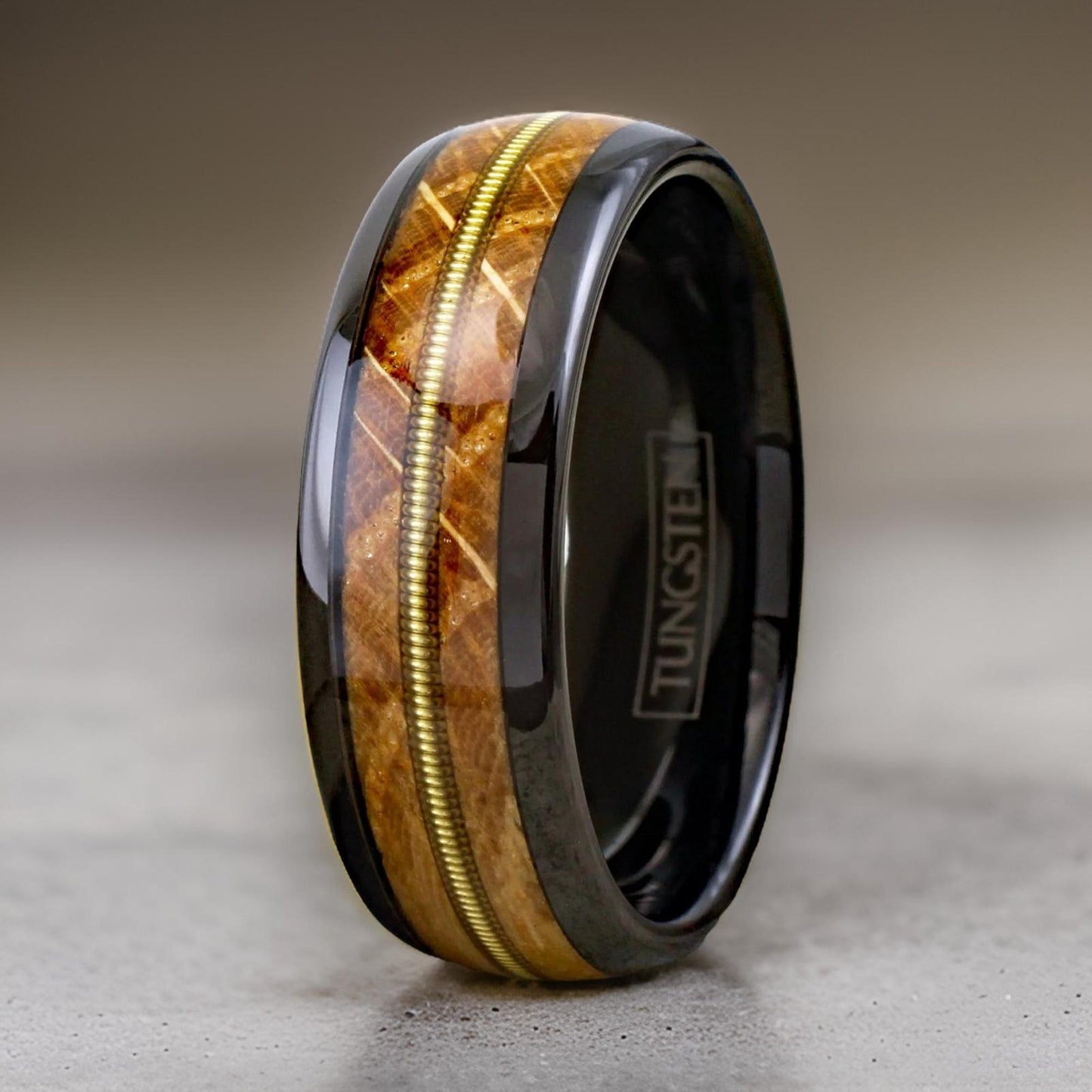 whiskey wood tungsten ring