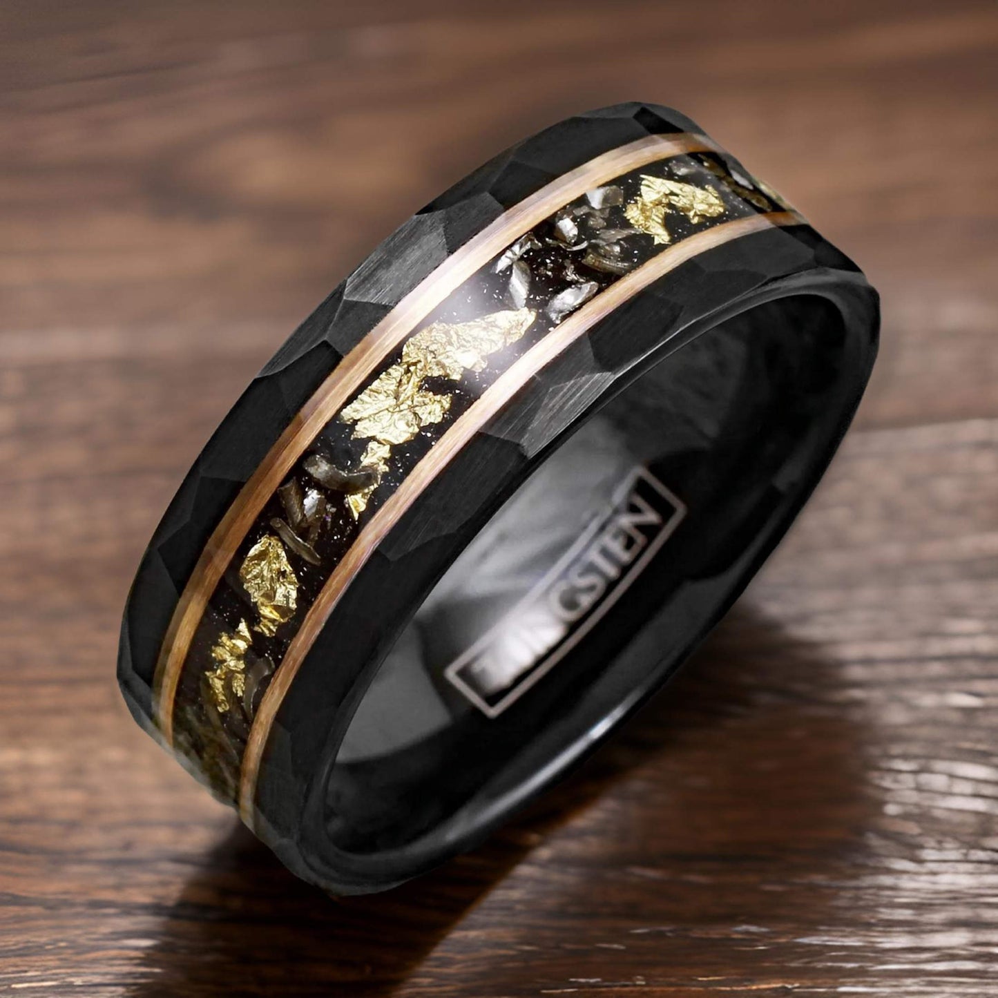 black-tungsten-ring-with-meteorite-and-gold-leaf