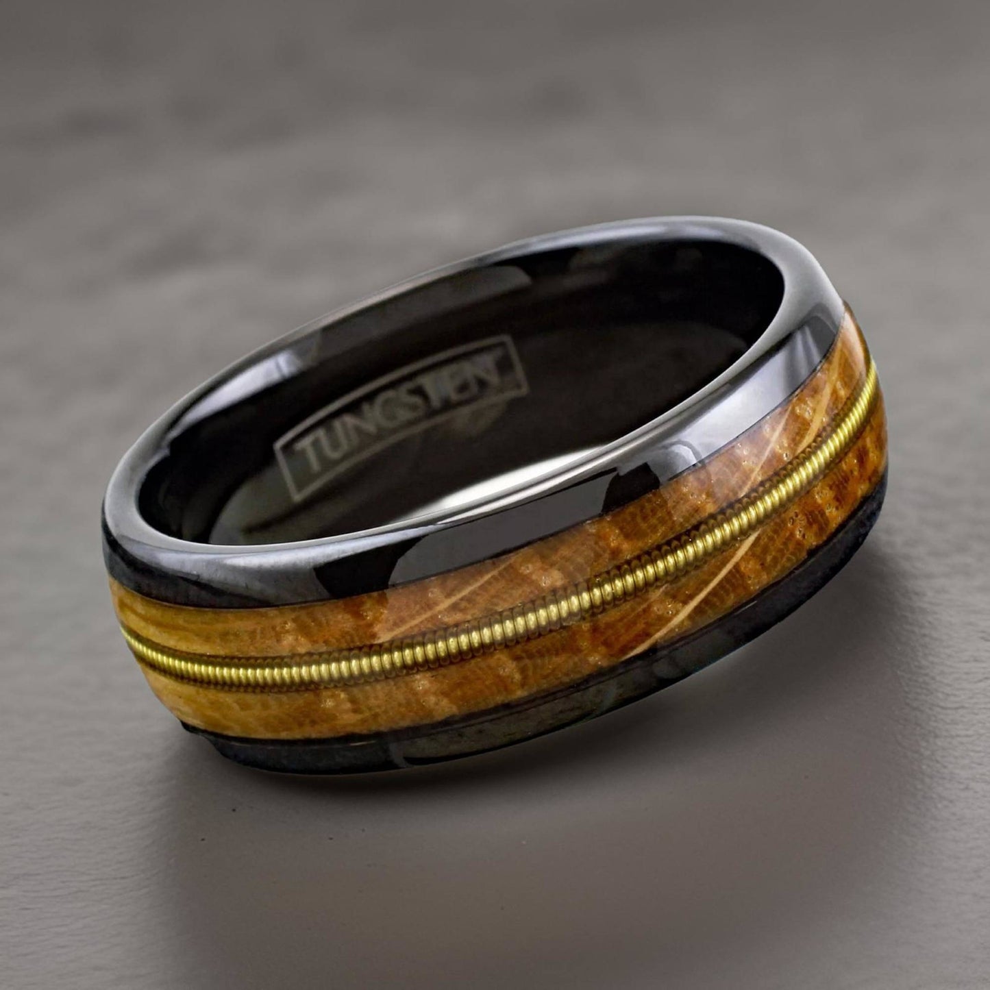 oak wood ring with guitar string