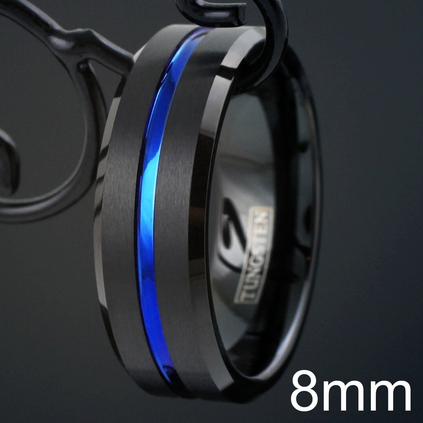 8mm thin blue line ring