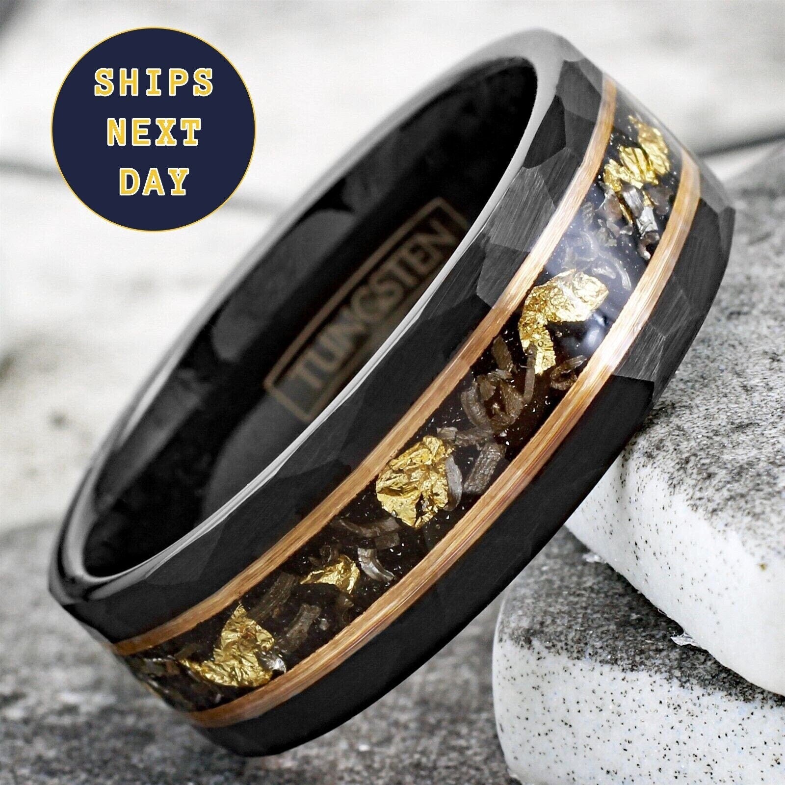 Meteorite wedding band on sale mens