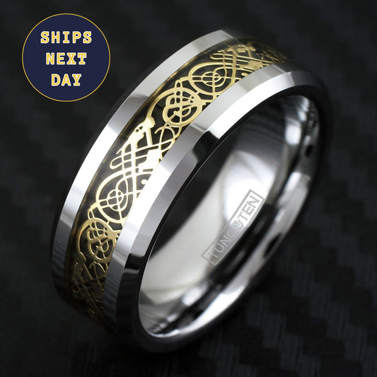 Gold Plated Celtic Dragon Ring