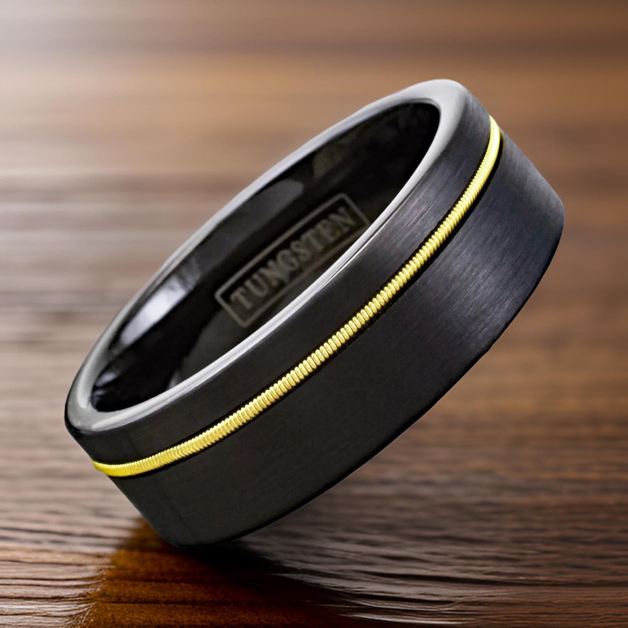 Black Guitar String Wedding Ring – The Bold Ring Company