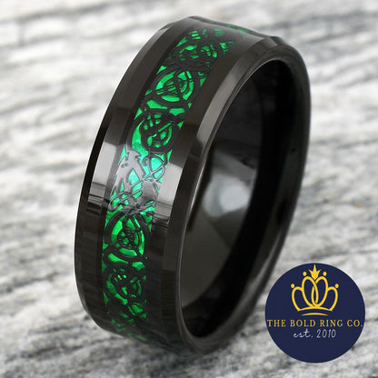 green carbon fiber weave ring