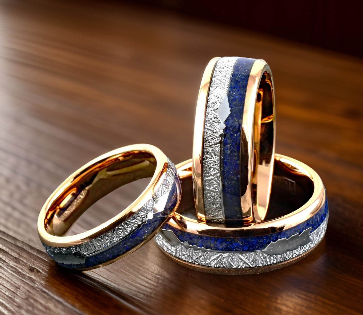 Blue Lapis Lazuli Ring Made With Meteorite