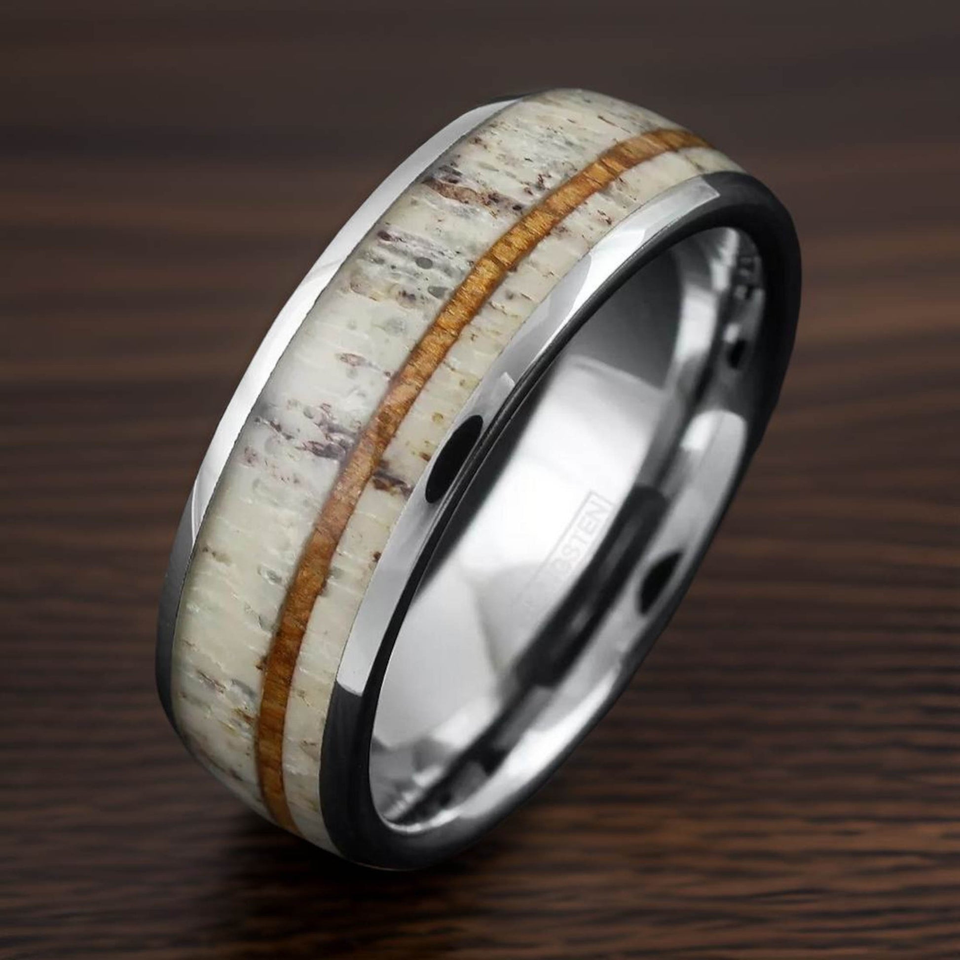 whisky wood and antler ring