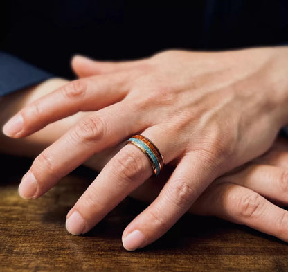 rose gold ring with turquoise precious gemstone