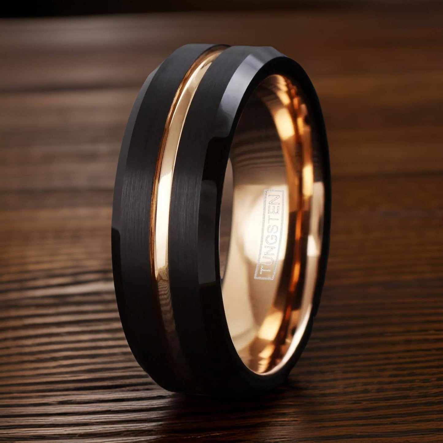 black and gold wedding ring