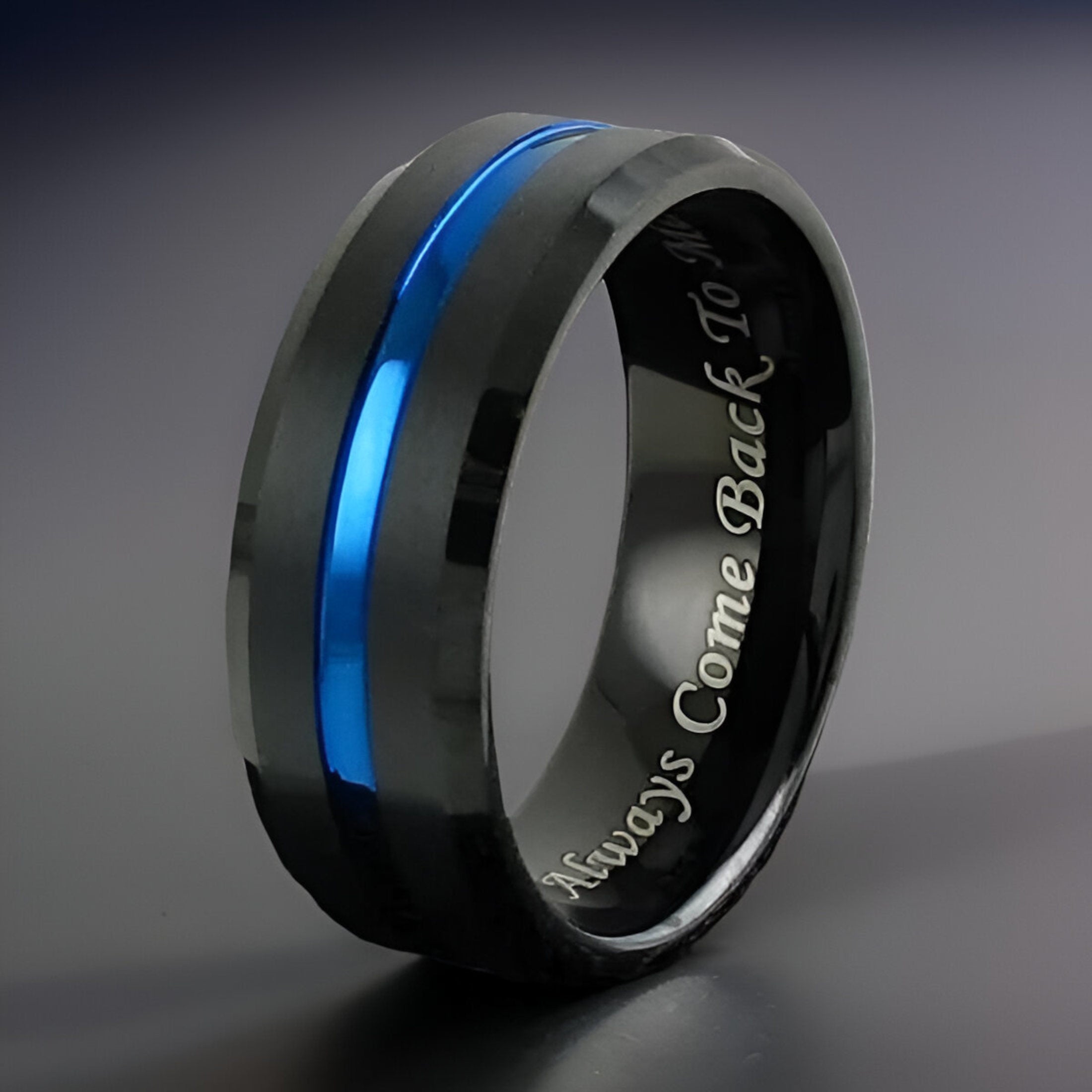 Blue Line Rings For Men Thin Blue Line Ring, Law Enforcement Ring – The Bold Ring Company