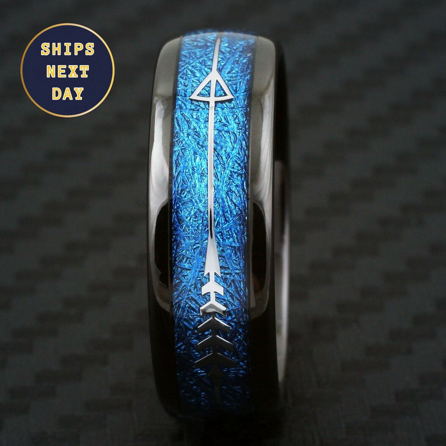 Blue Meteorite Wedding Ring