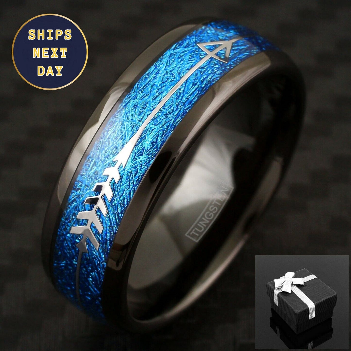 Blue Meteorite Wedding Ring
